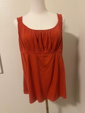 Women's Rust Orange Sleeveless Textured Tank Top